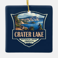 Crater Lake National Park Illustration Retro Badge