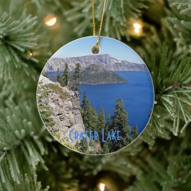 Crater Lake National Park Landscape Holiday Ceramic Ornament (Tree)
