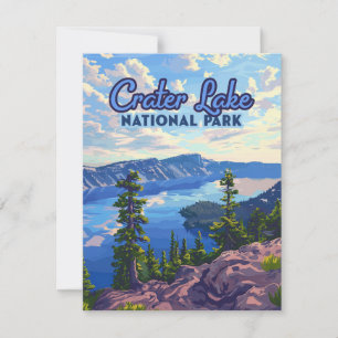 Crater Lake National Park Oregon Retro Card