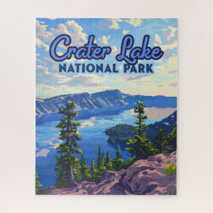 Crater Lake National Park Oregon Retro Jigsaw Puzzle