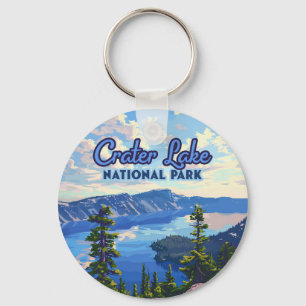 Crater Lake National Park Oregon Retro Keychain