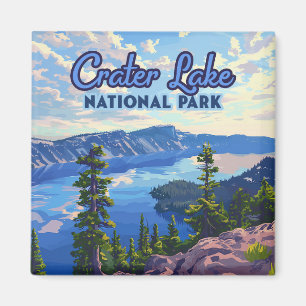 Crater Lake National Park Oregon Retro Magnet