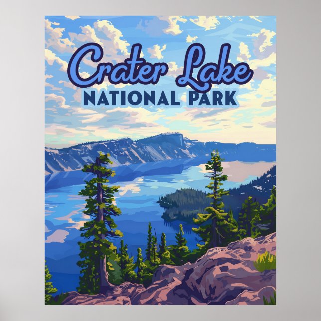 Crater Lake National Park Oregon Retro Poster (Front)
