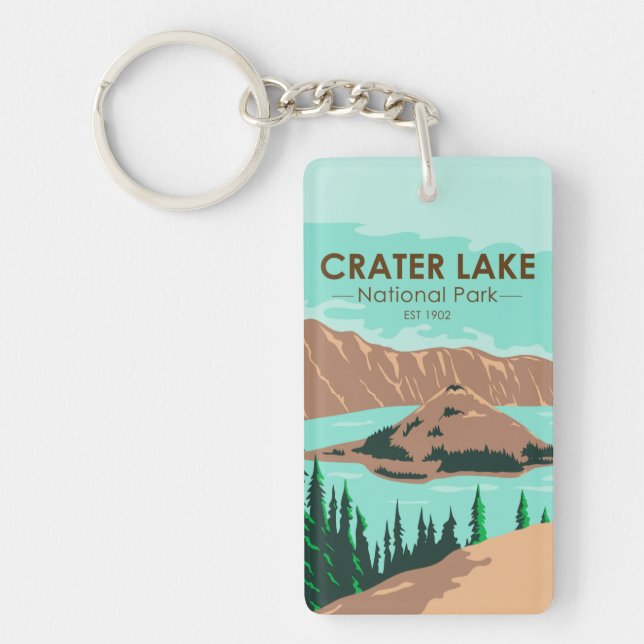 Crater Lake National Park Oregon Vintage Keychain (Front)