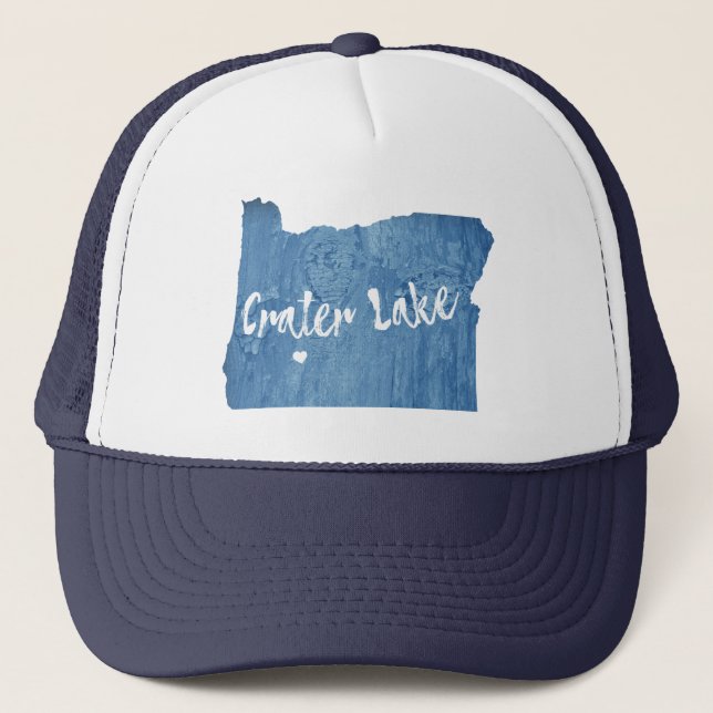 Crater Lake National Park Oregon Wood Grain Trucker Hat (Front)