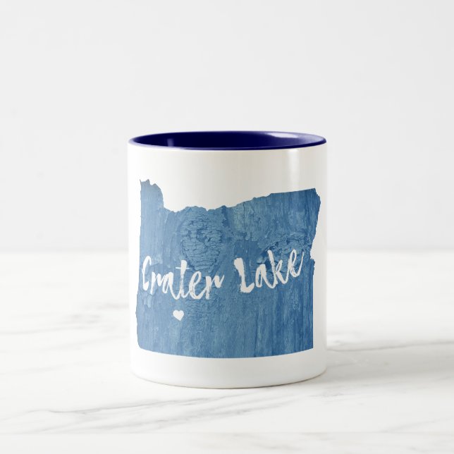 Crater Lake National Park Oregon Wood Grain Two-Tone Coffee Mug (Center)