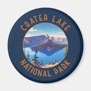 Crater Lake National Park Retro Distressed Circle Magnet