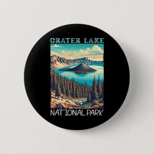 Crater Lake National Park Retro Hiking Camping Vac 2 Inch Round Button