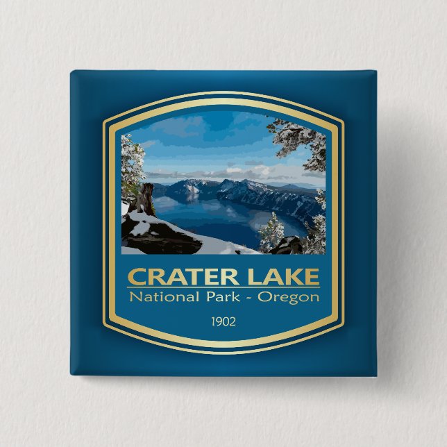 Crater Lake NP (PF1) 2 Inch Square Button (Front)