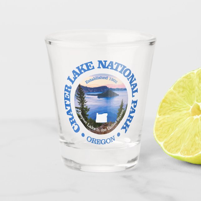 Crater Lake NP (rd)2 Shot Glass (Front)
