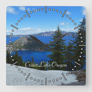 Crater Lake Oregon Square Wall Clock