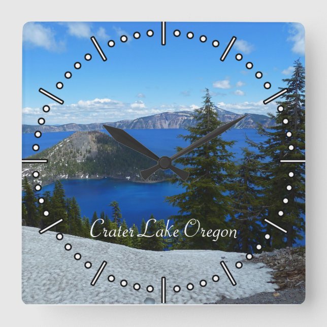 Crater Lake Oregon Square Wall Clock (Front)