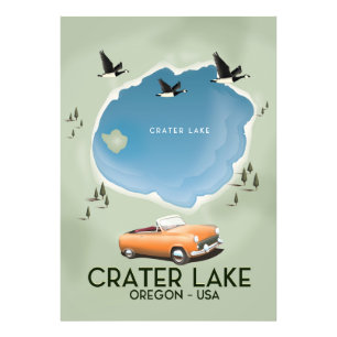 Crater Lake Oregon Travel map poster