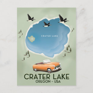 Crater Lake Oregon Travel map poster Postcard