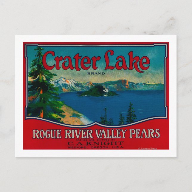 Crater Lake Pear Crate LabelMedford, OR Postcard (Front)