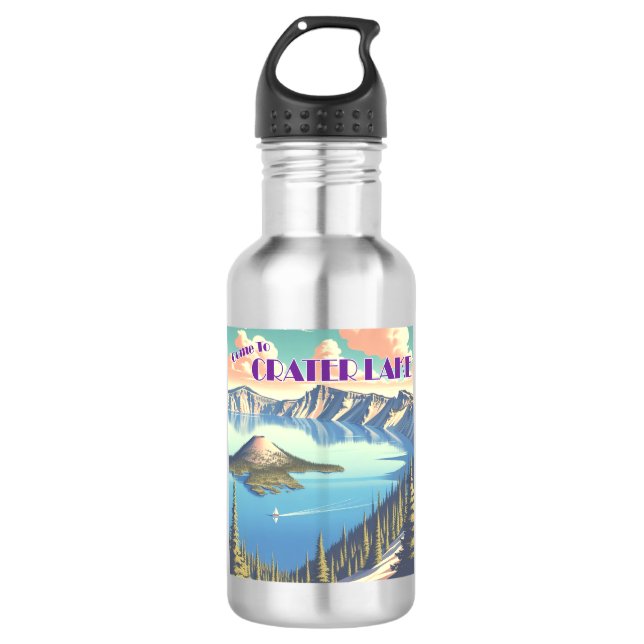 Crater Lake Vintage Poster 532 Ml Water Bottle (Front)
