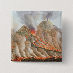 Crater of Mount Vesuvius from an original drawing 2 Inch Square Button