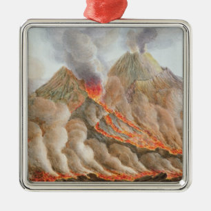 Crater of Mount Vesuvius from an original drawing Metal Ornament