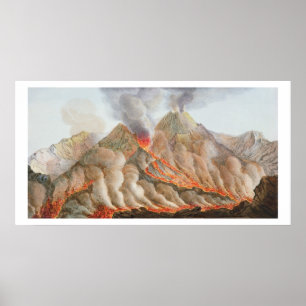 Crater of Mount Vesuvius from an original drawing Poster