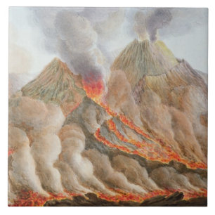 Crater of Mount Vesuvius from an original drawing Tile