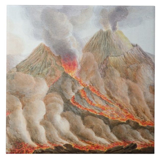 Crater of Mount Vesuvius from an original drawing Tile (Front)