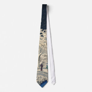 Cravate 雪 の 太 橋, 広 pont 重 Snowy Drum, Hiroshige, Ukiyo-e