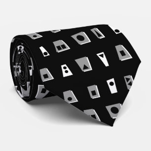 Cravate 020216 - Gris, blanc et noir sur noir