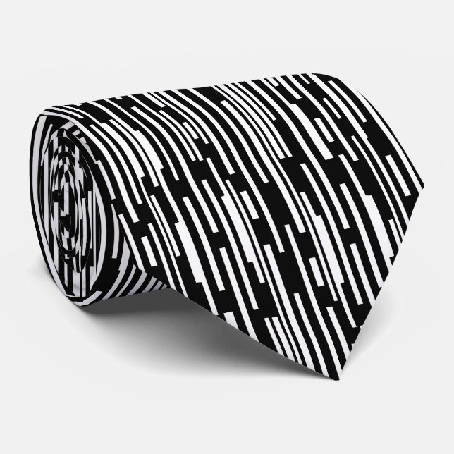 Cravate 100216 - Noir et blanc (Roulé)