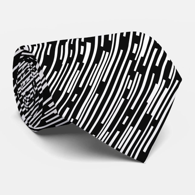Cravate 100216 - Noir et blanc (diagonale) (Roulé)