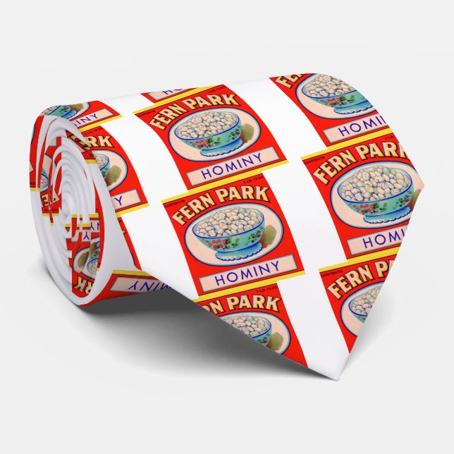 Cravate 1930 s Fern Park hominy grits label (Roulé)