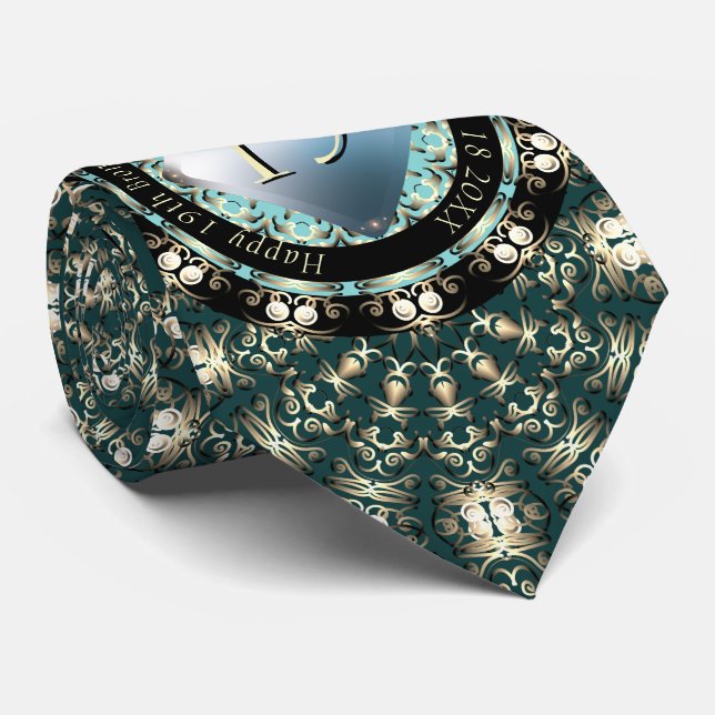 Cravate 19e anniversaire du Mariage médaillon d'aquamarine (Roulé)