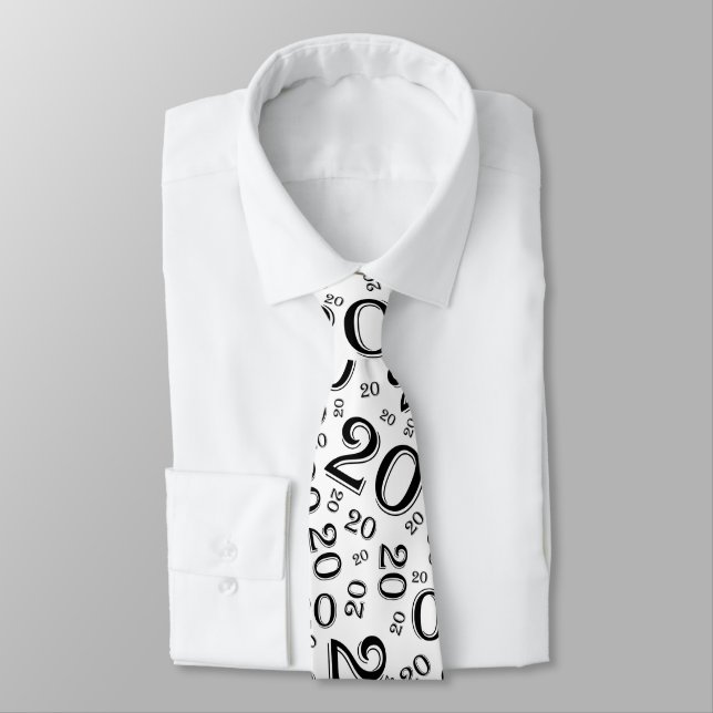 Cravate 20e anniversaire Random Number Motif noir/blanc (Attaché)