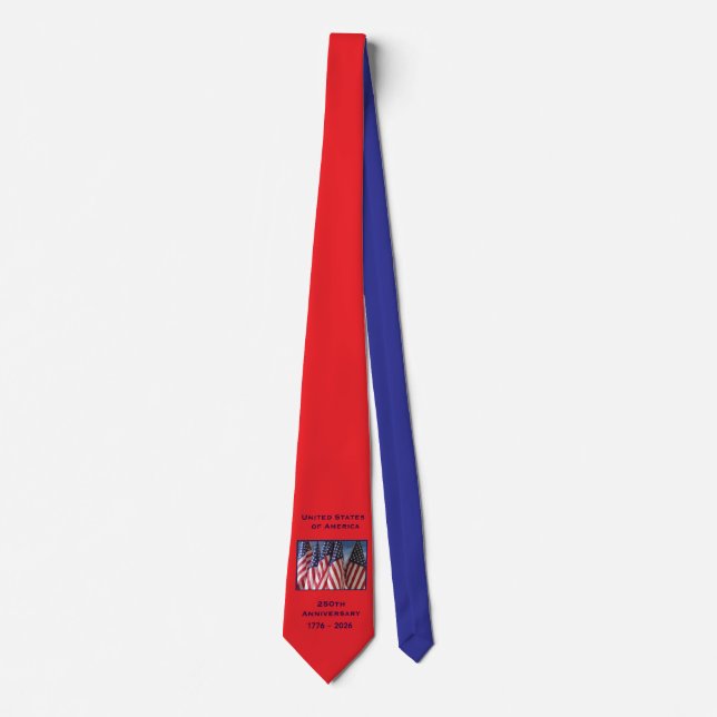 Cravate 250e anniversaire USA Patriotique rouge et bleu (Devant)