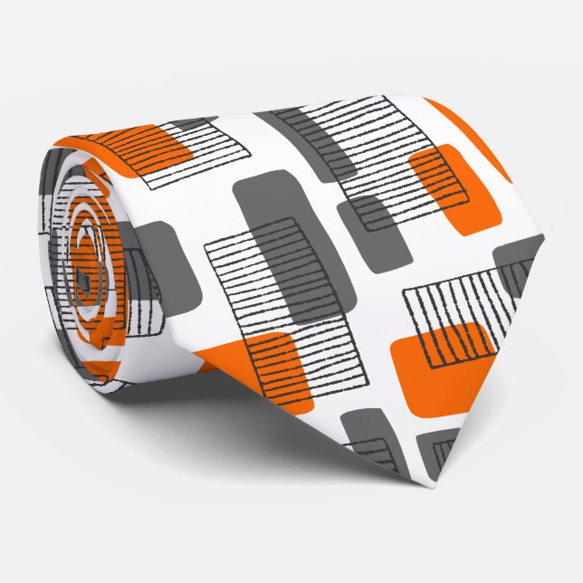 Cravate 251215 - Orange et gris (Roulé)