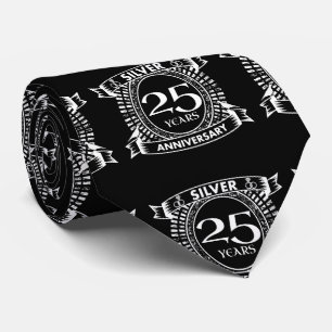 Cravate 25e anniversaire du mariage argent crête