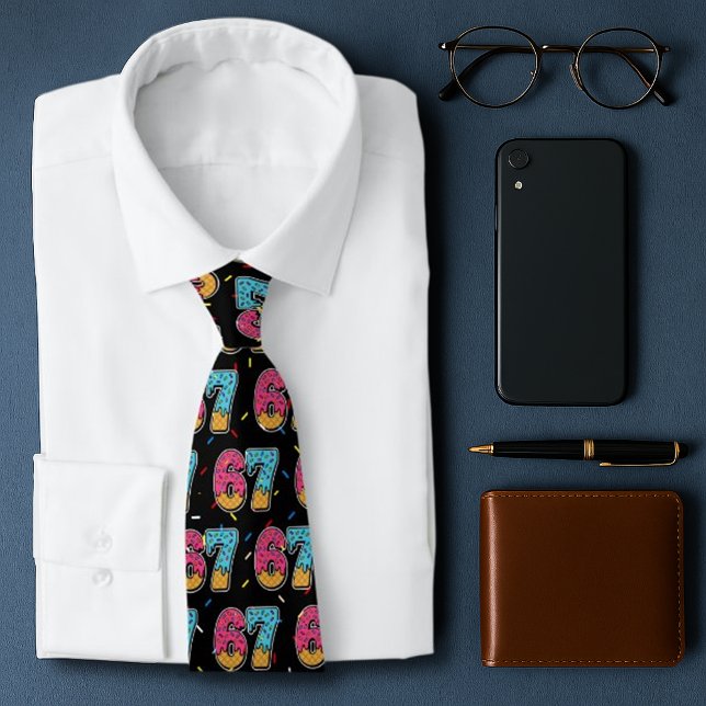 Cravate 67 Drôle Mème Crème de glace Six sept Gen Alpha (Créateur téléchargé)