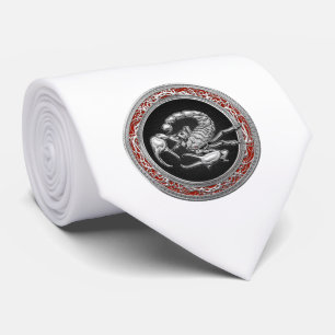 Cravate [700] Scorpion d'argent sacré sur noir