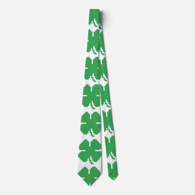 Cravate 8 bits Pixel Lucky Four Leaf Clocher (Devant)