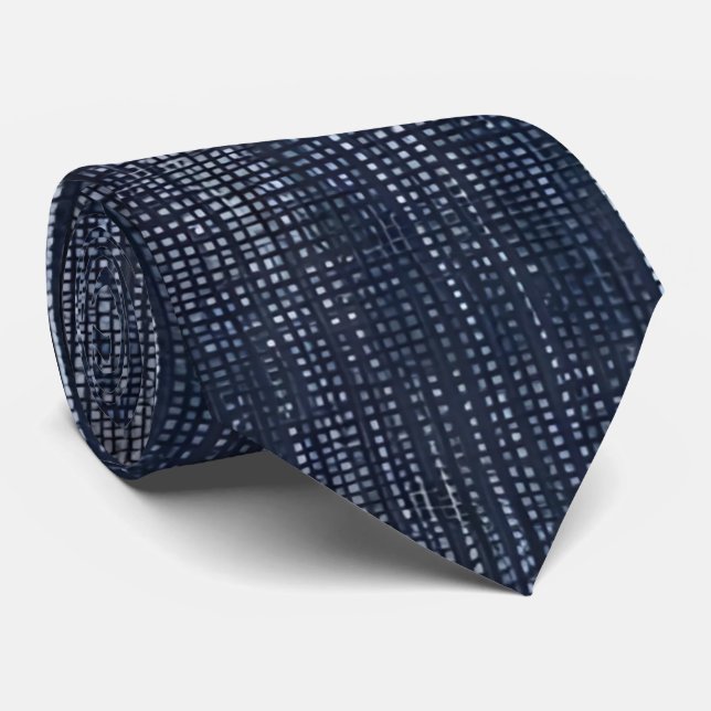 Cravate à bande de denim bleu foncé et clair (Roulé)