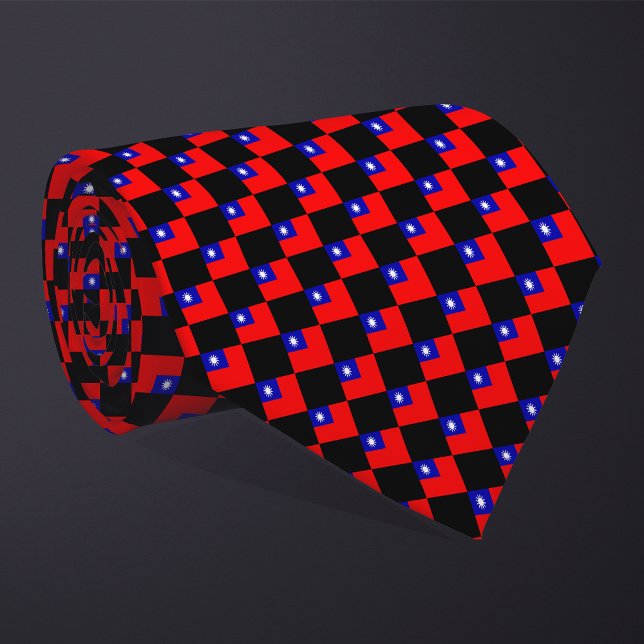 Cravate à damiers Motif du drapeau taïwanais (Créateur téléchargé)