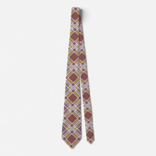 Cravate à damiers Plaid Diamant - Brown Or