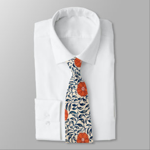 Cravate à motif floral noir et rouge
