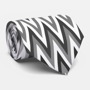 Cravate à motif noir et blanc en zigzag