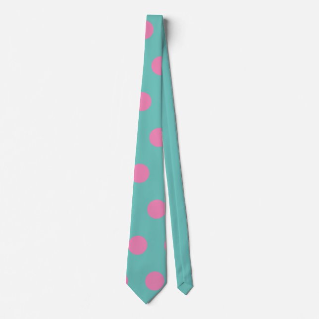 Cravate à points Polka (Aqua & Pink) (Devant)