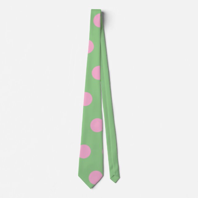 Cravate à points Polka (Sage Green & Pastel Pink) (Devant)