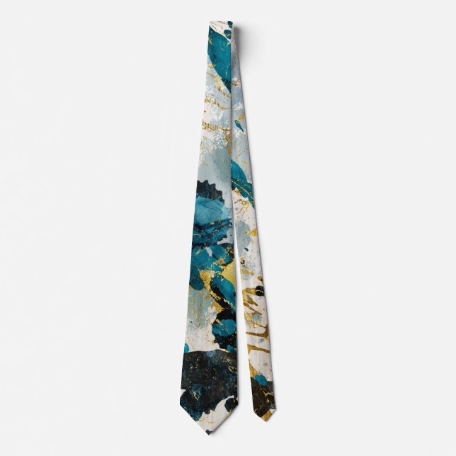 Cravate Abstract blue navy and gold textures (Devant)
