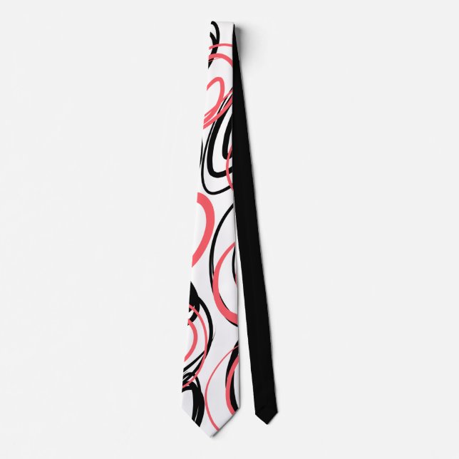Cravate Abstract de Black White Red Swirls (Devant)