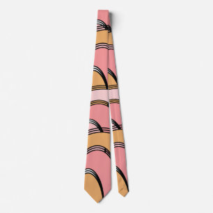 Cravate Abstract Pink Orange Hand Drawn Pattern