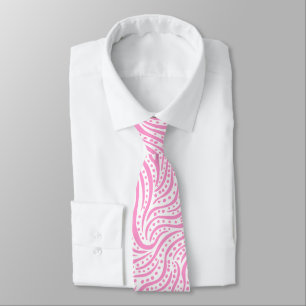 Cravate Abstrait 011211 - Rose sur blanc