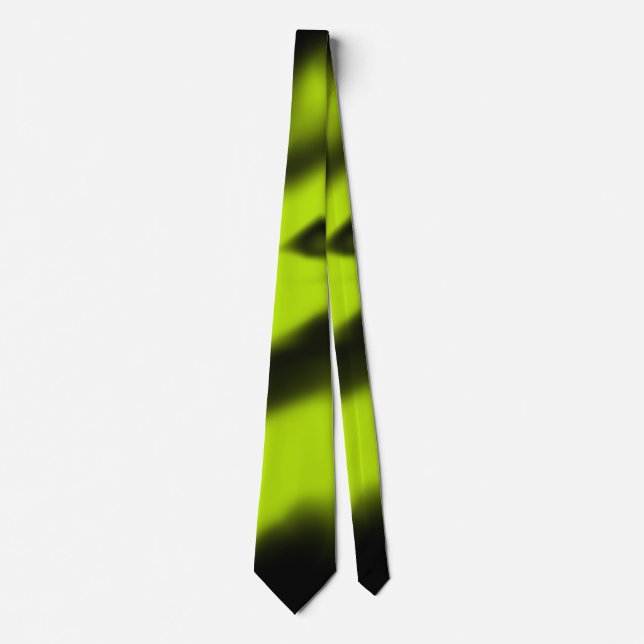 Cravate Abstrait 3 en noir et vert citron (Devant)